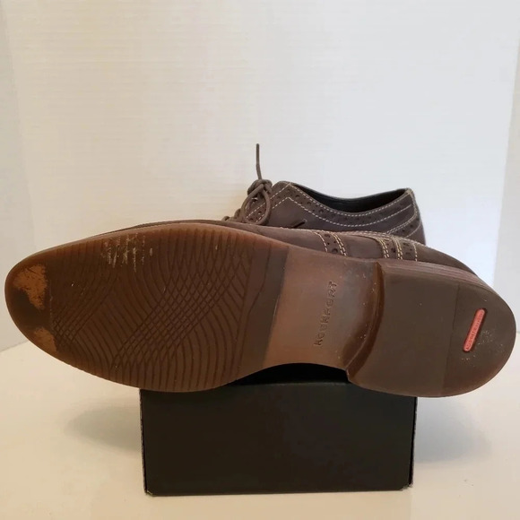 Rockport Mens Brown Suede Wing Tip Dress Shoes. - Picture 6 of 7